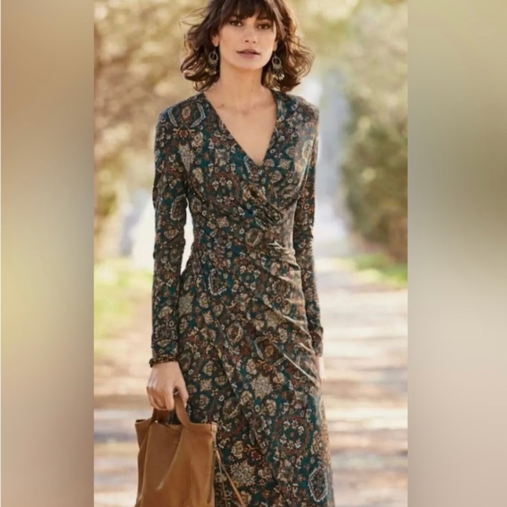Peruvian Connection Ariana Faux Wrap Dress Long Sleeve Size XL